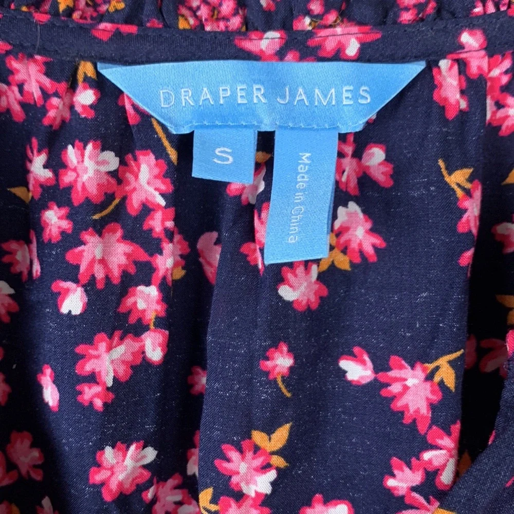 NWOT Draper James Martina Popover Midi Dress Navy Cherry Blossom - Picture 5 of 9